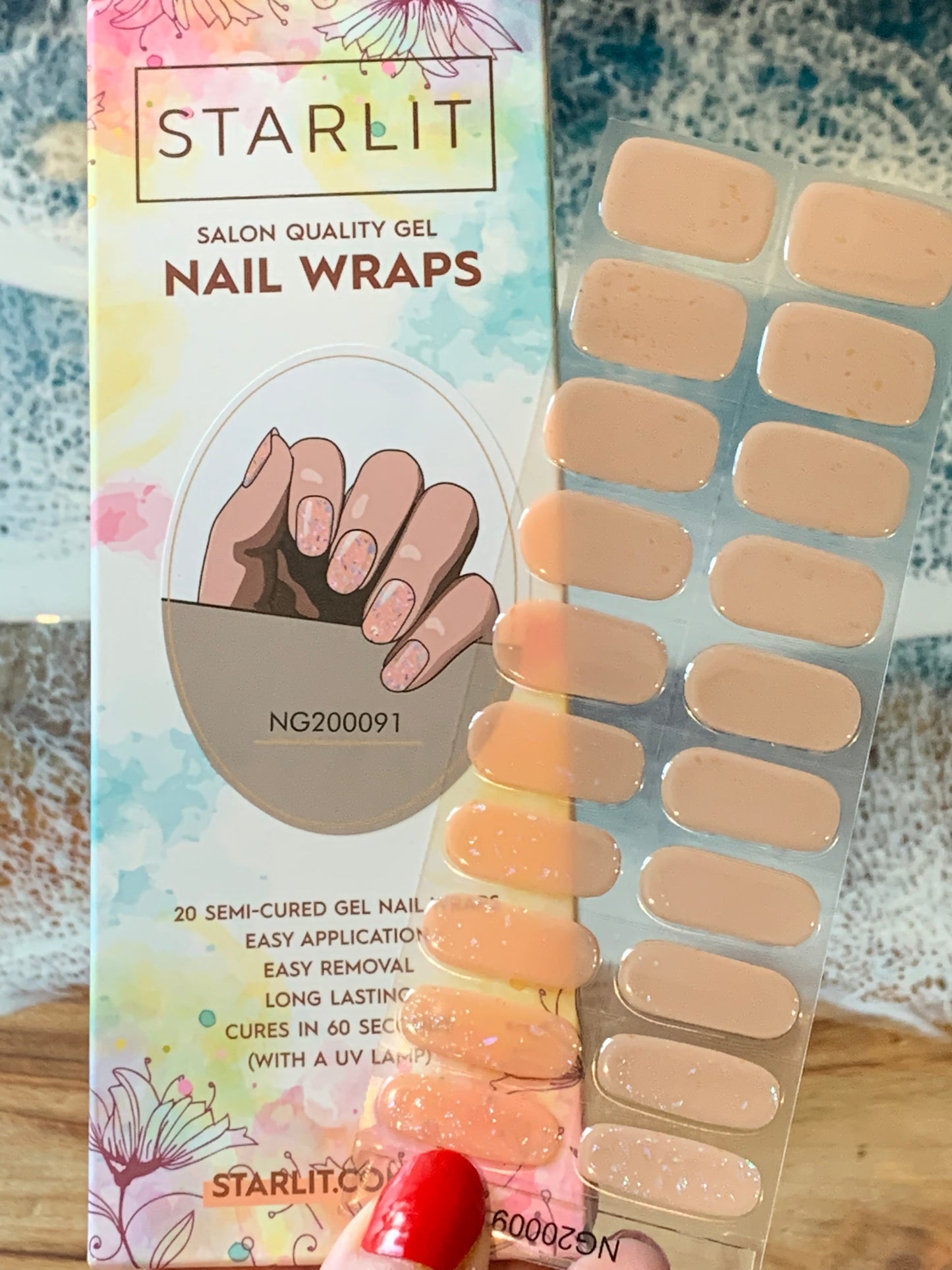 Peach Flakies Semi-Cured Gel Nail Wrap