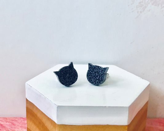 ‘Black Cat' Mini Stud Earrings