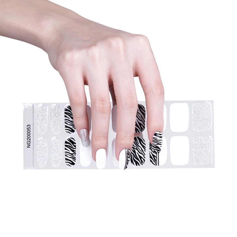 Zebra Diva Semi-Cured Gel Nail Wrap