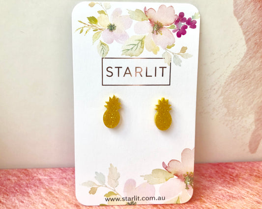‘Tropical Pineapple' Mini Stud Earrings