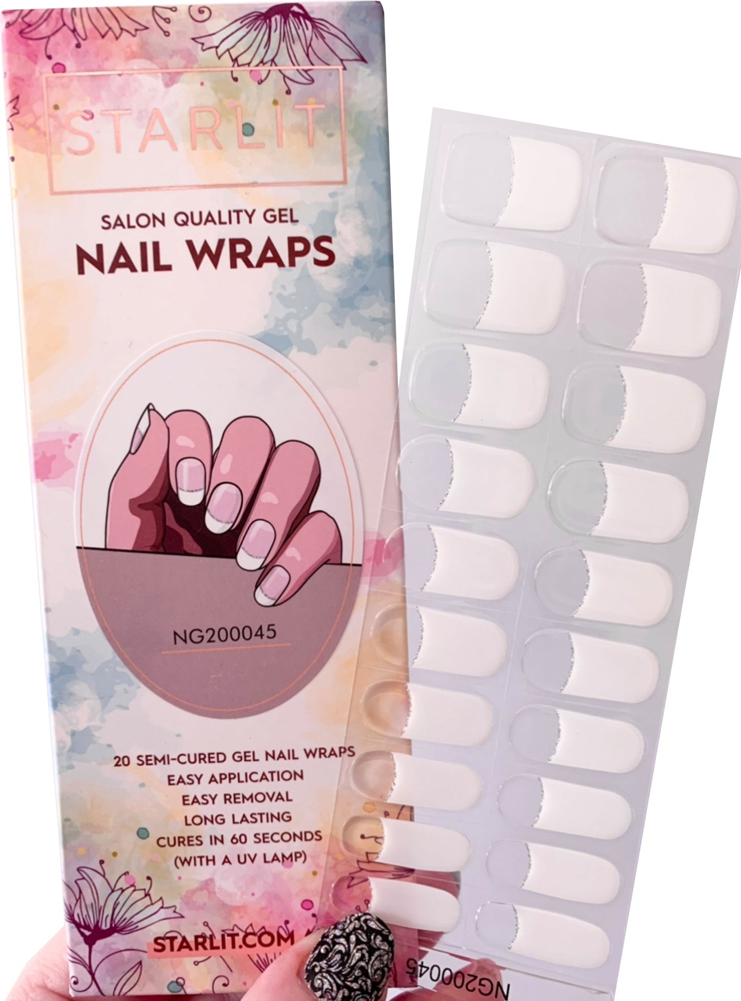 Silver Lining French Tip Semi-Cured Gel Nail Wrap