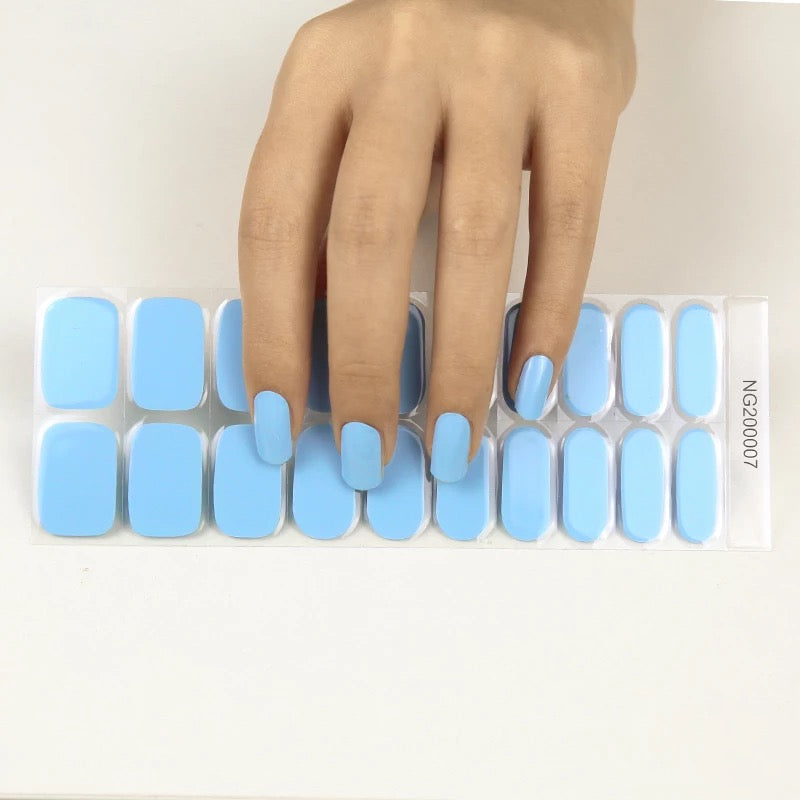 Sky Blue Semi-Cured Gel Nail Wrap